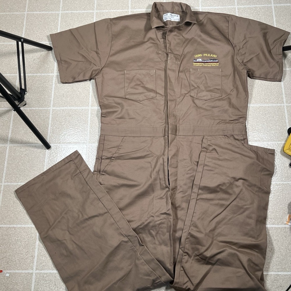 Vintage US Marine Miltary Khaki Overalls‎ Usns Pililaau Size 46R